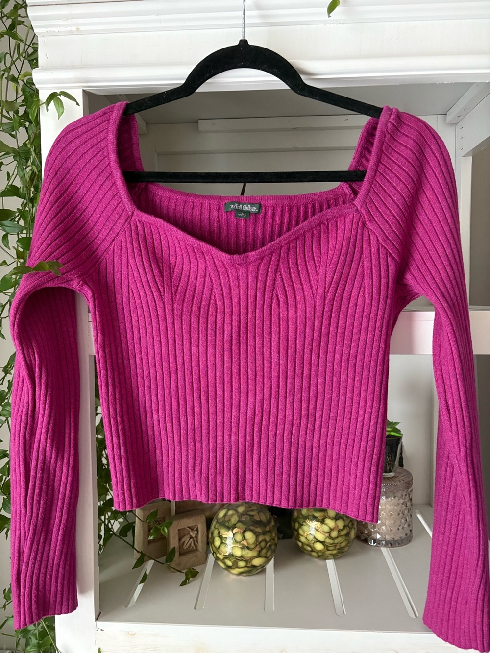 wild fable Fuchsia Ribbed V-Neck Sweater